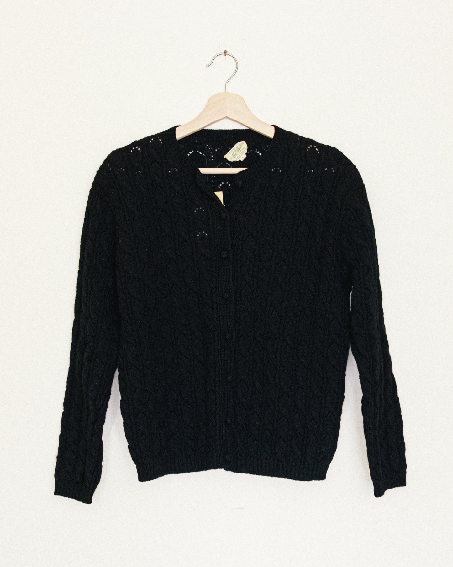 Black Crochet Wool Cardigan