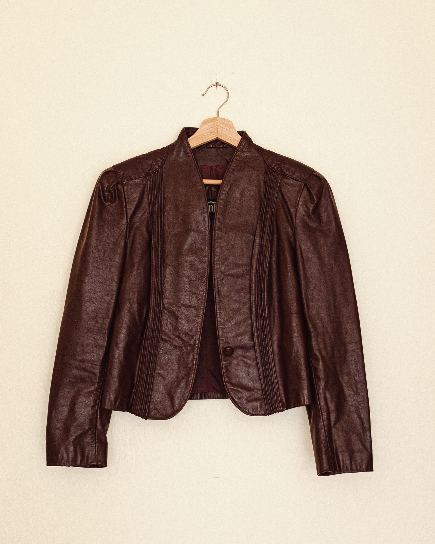 Bordeaux Cropped Leather Jacket