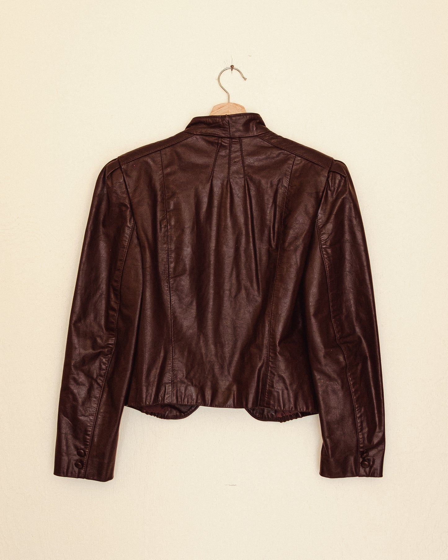 Bordeaux Cropped Leather Jacket