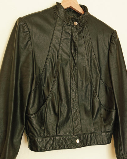 Noir Cropped Moto Jacket