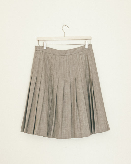 Silver Pleated Wool Skirt