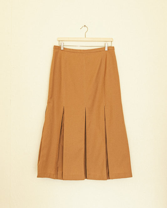 Camel Midi Pleat Skirt