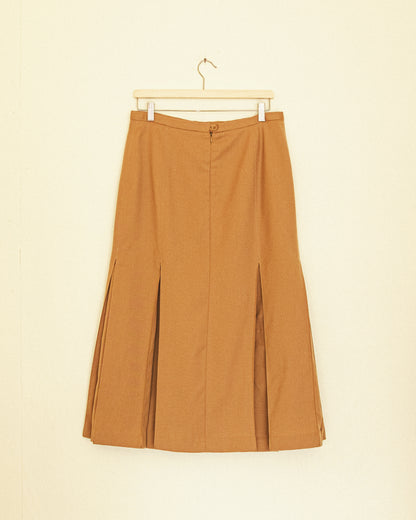 Camel Midi Pleat Skirt