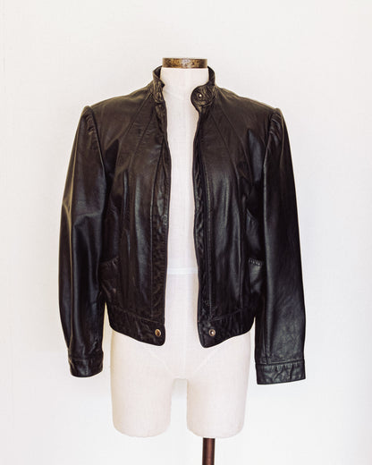 Noir Cropped Moto Jacket
