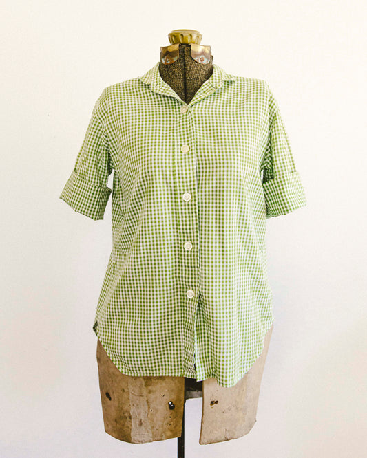 Green Gingham Button Up