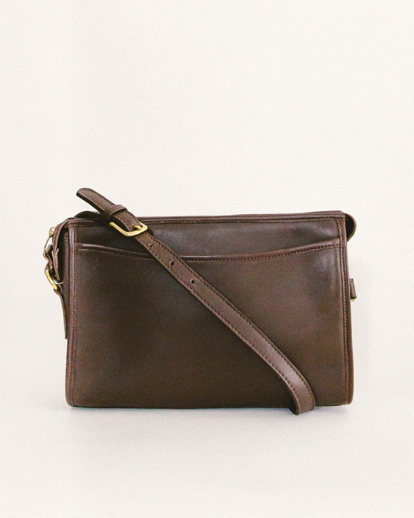 Coffee Leather Shoulder Bag