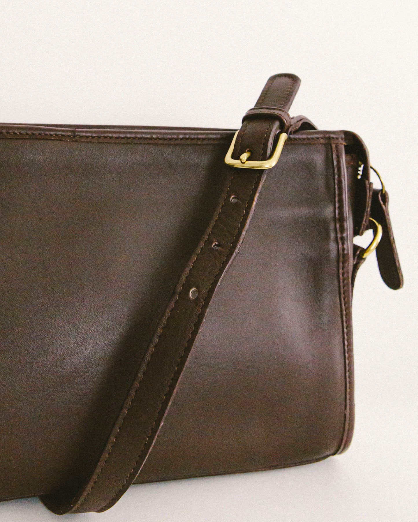 Coffee Leather Shoulder Bag