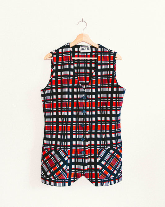 70's Plaid Tunic Vest