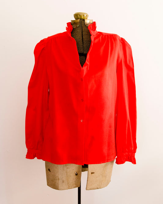 Red Ruffle Blouse