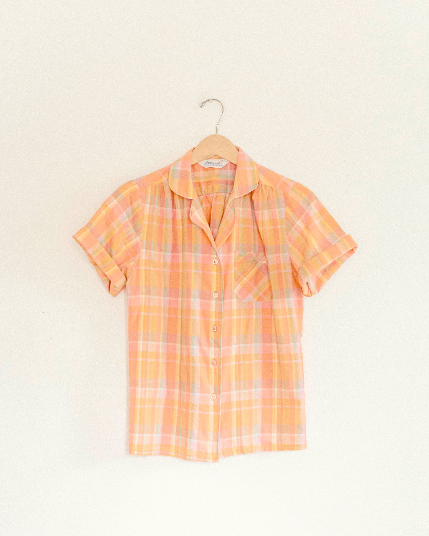 Tangerine Plaid Button Up