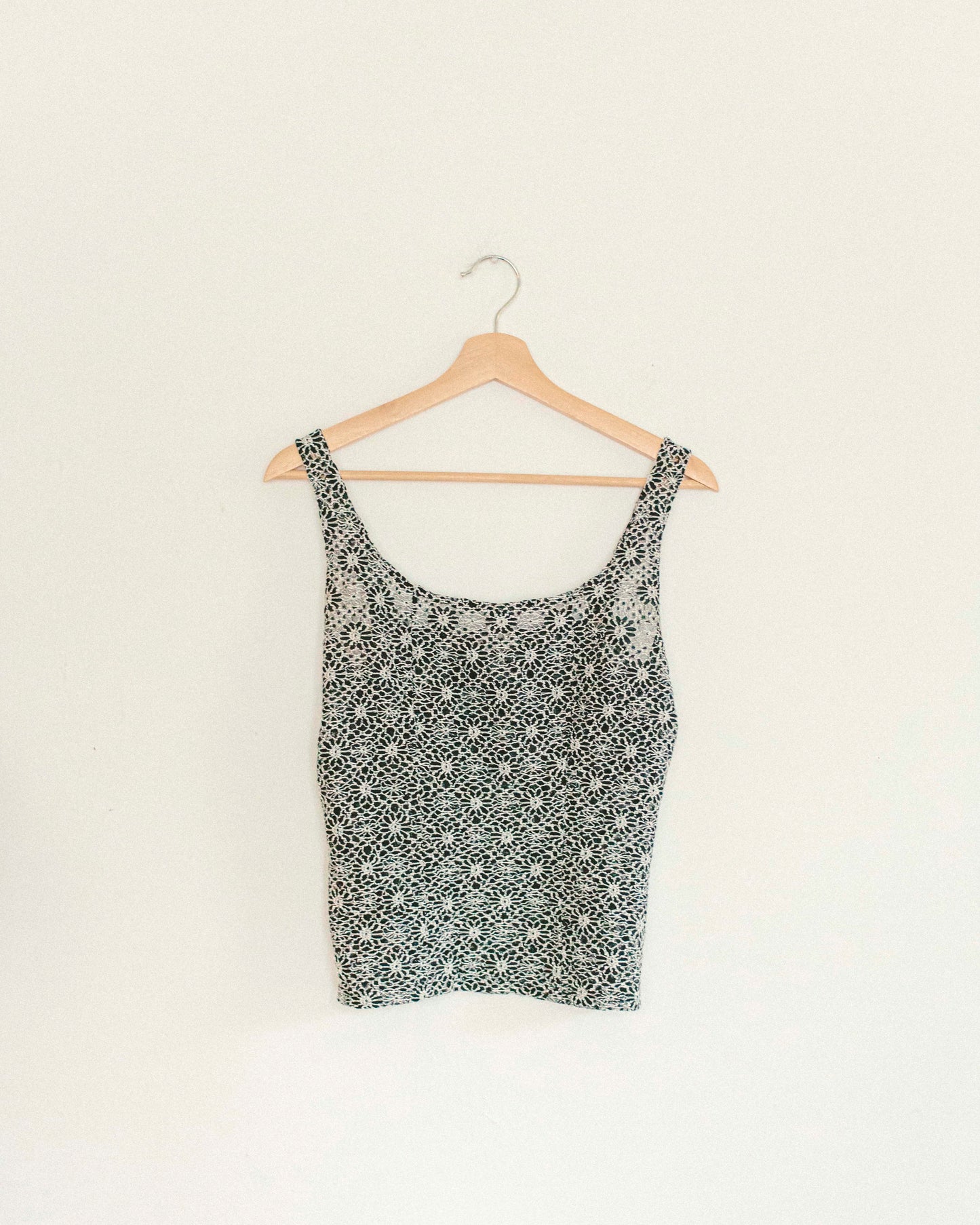 Silver Flower Mesh Top