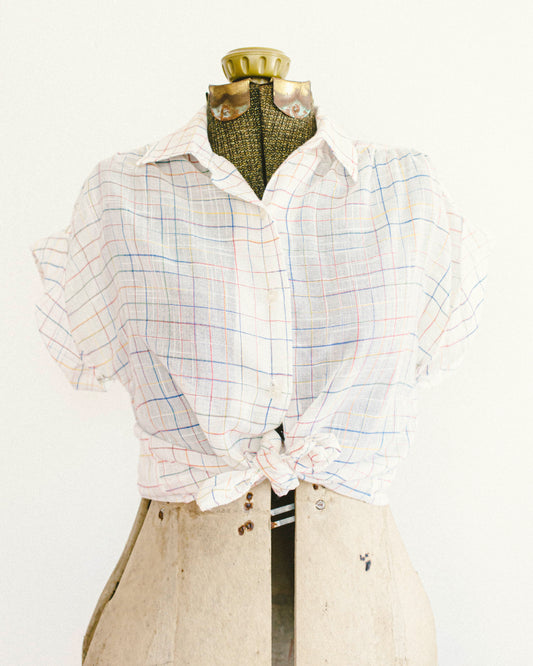 Sheer Grid Button Up