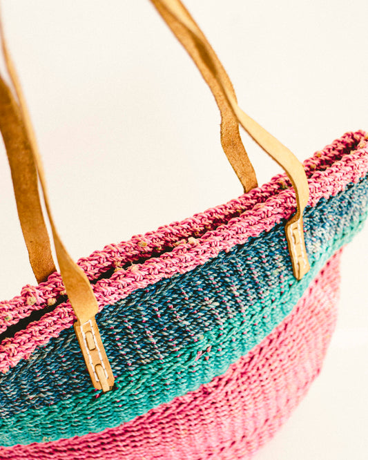 Woven Market Tote - Pink