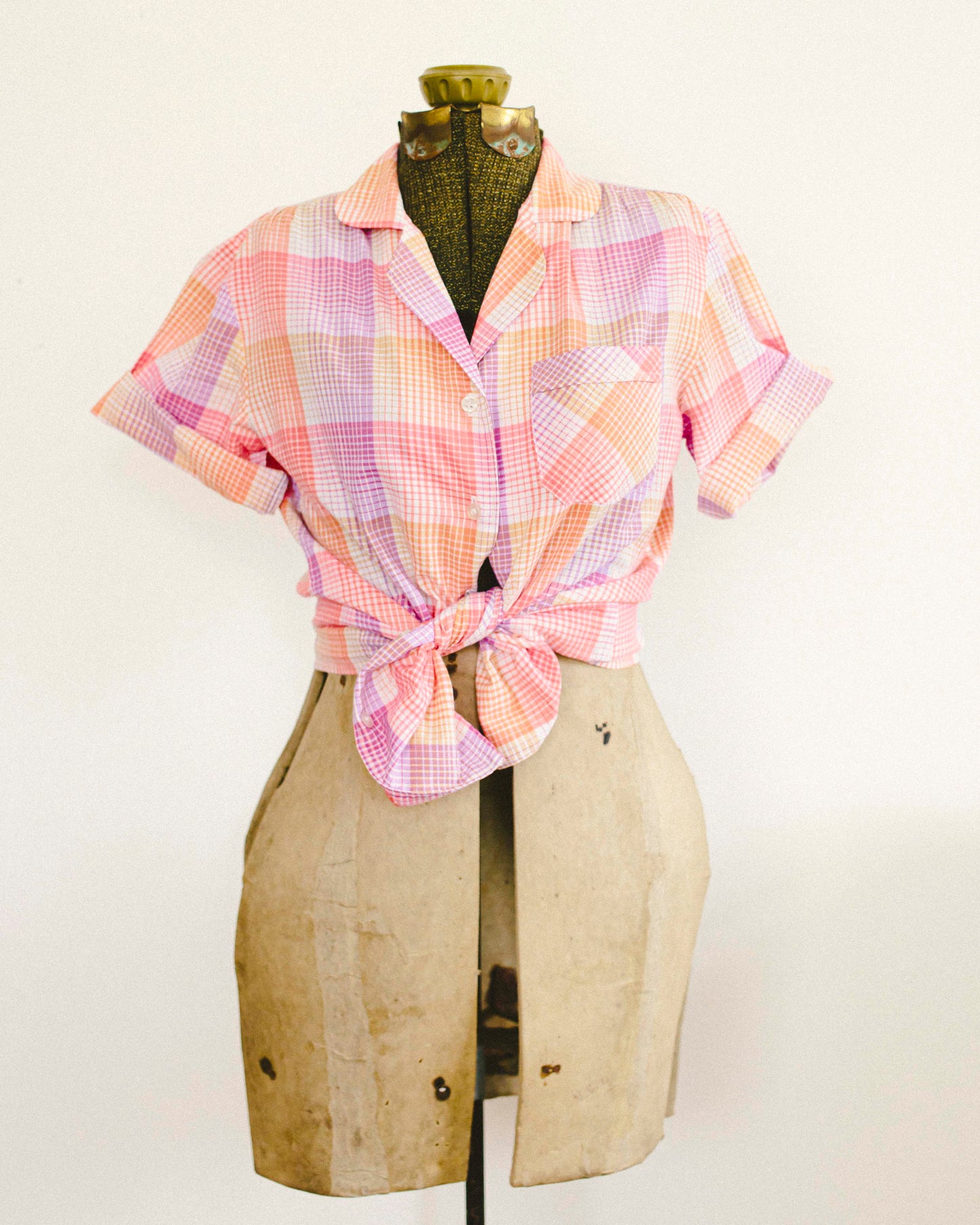 Candy Plaid Button Up