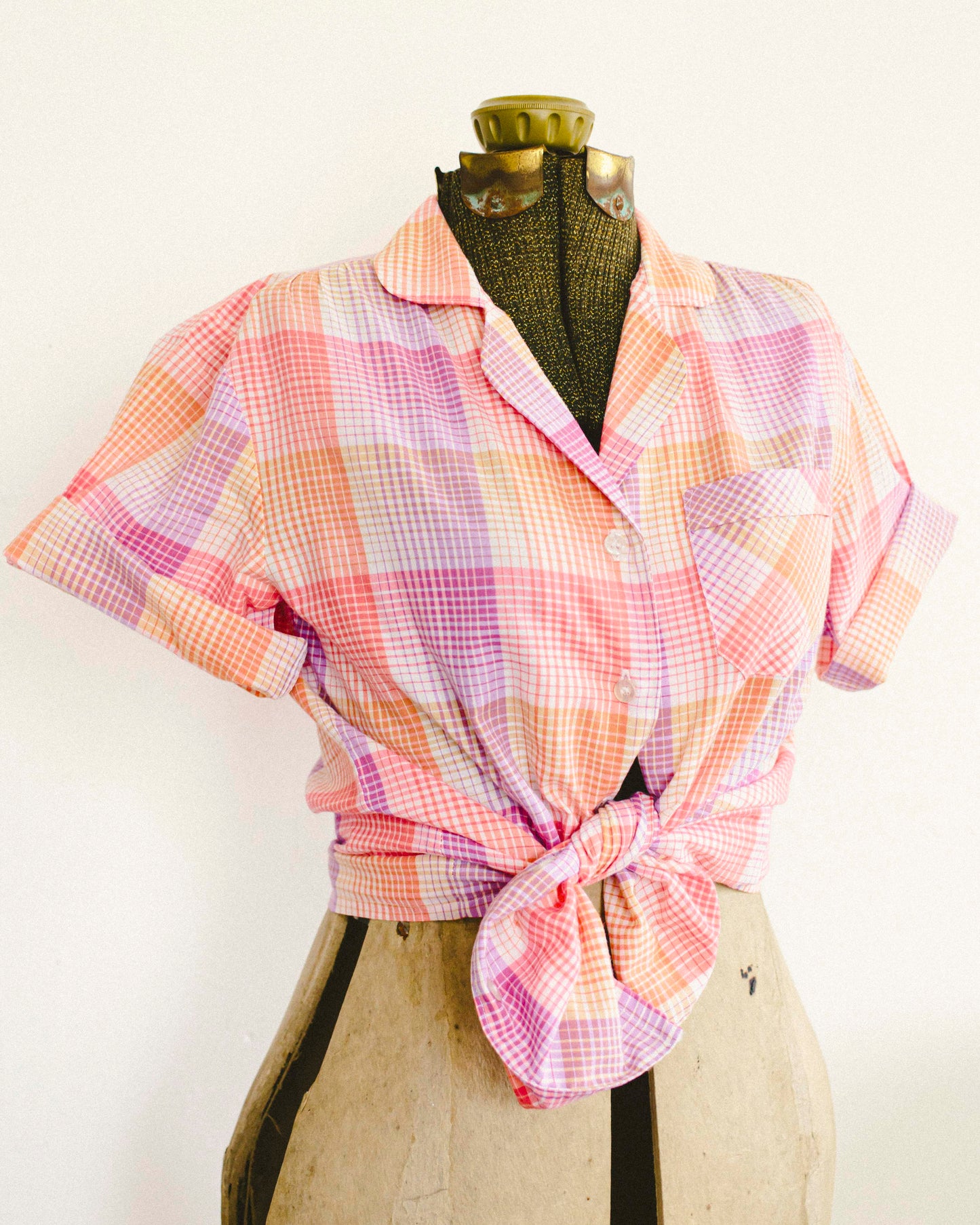 Candy Plaid Button Up