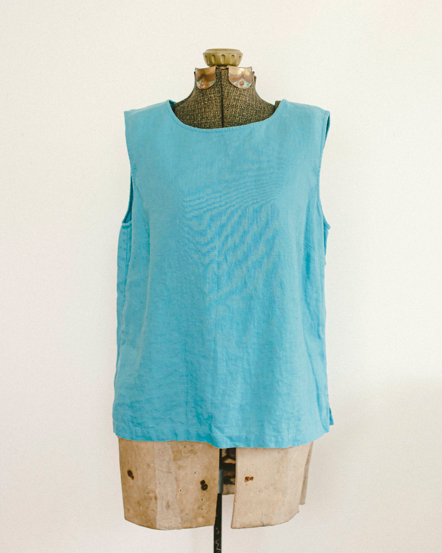 Turquoise Linen Tank