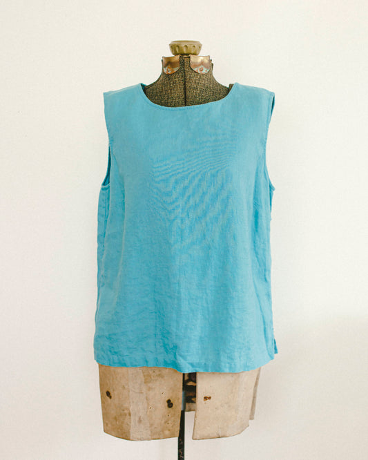 Turquoise Linen Tank