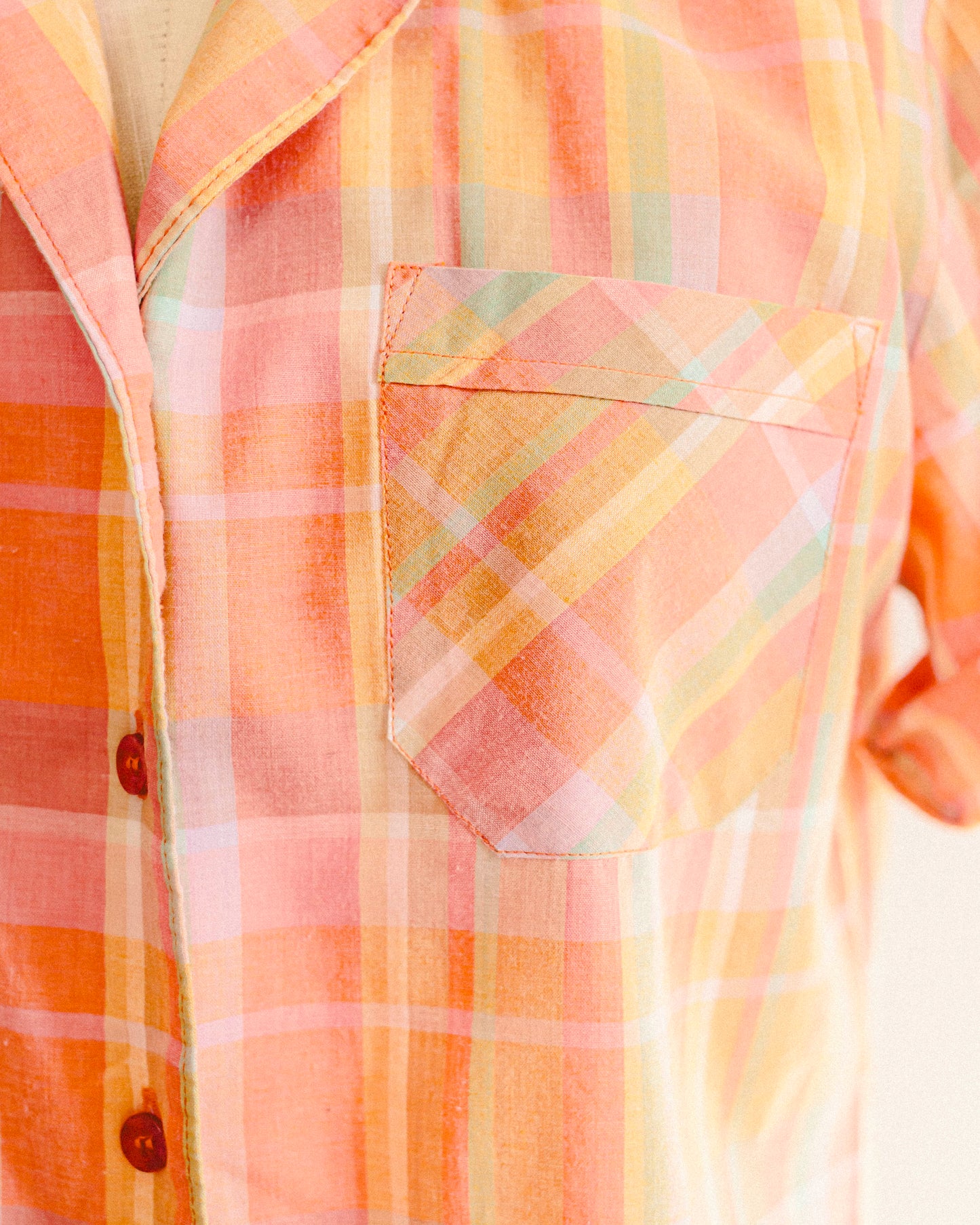 Tangerine Plaid Button Up