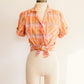 Tangerine Plaid Button Up