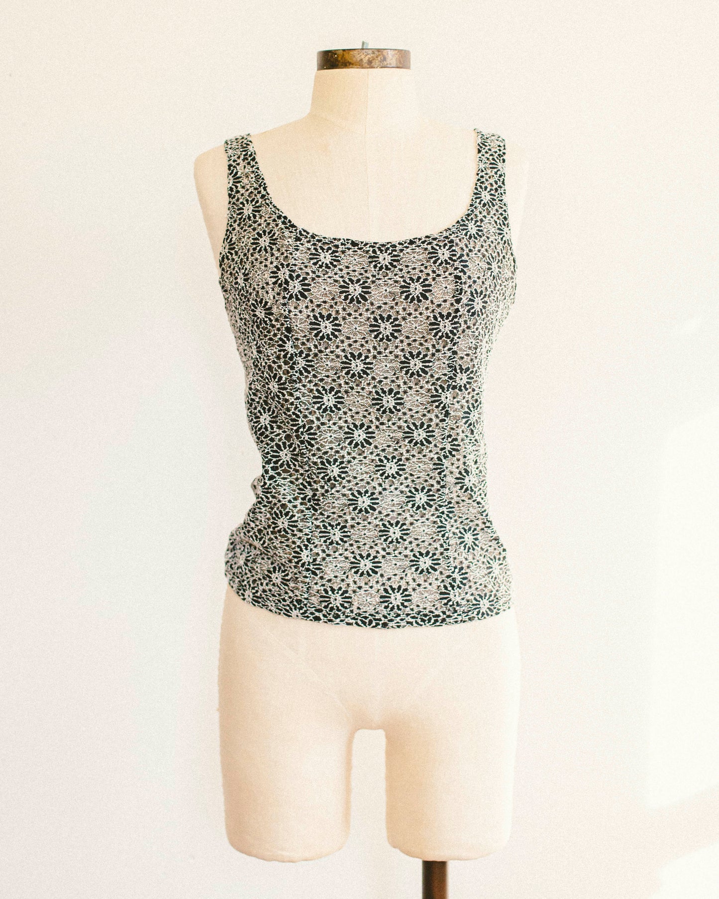 Silver Flower Mesh Top