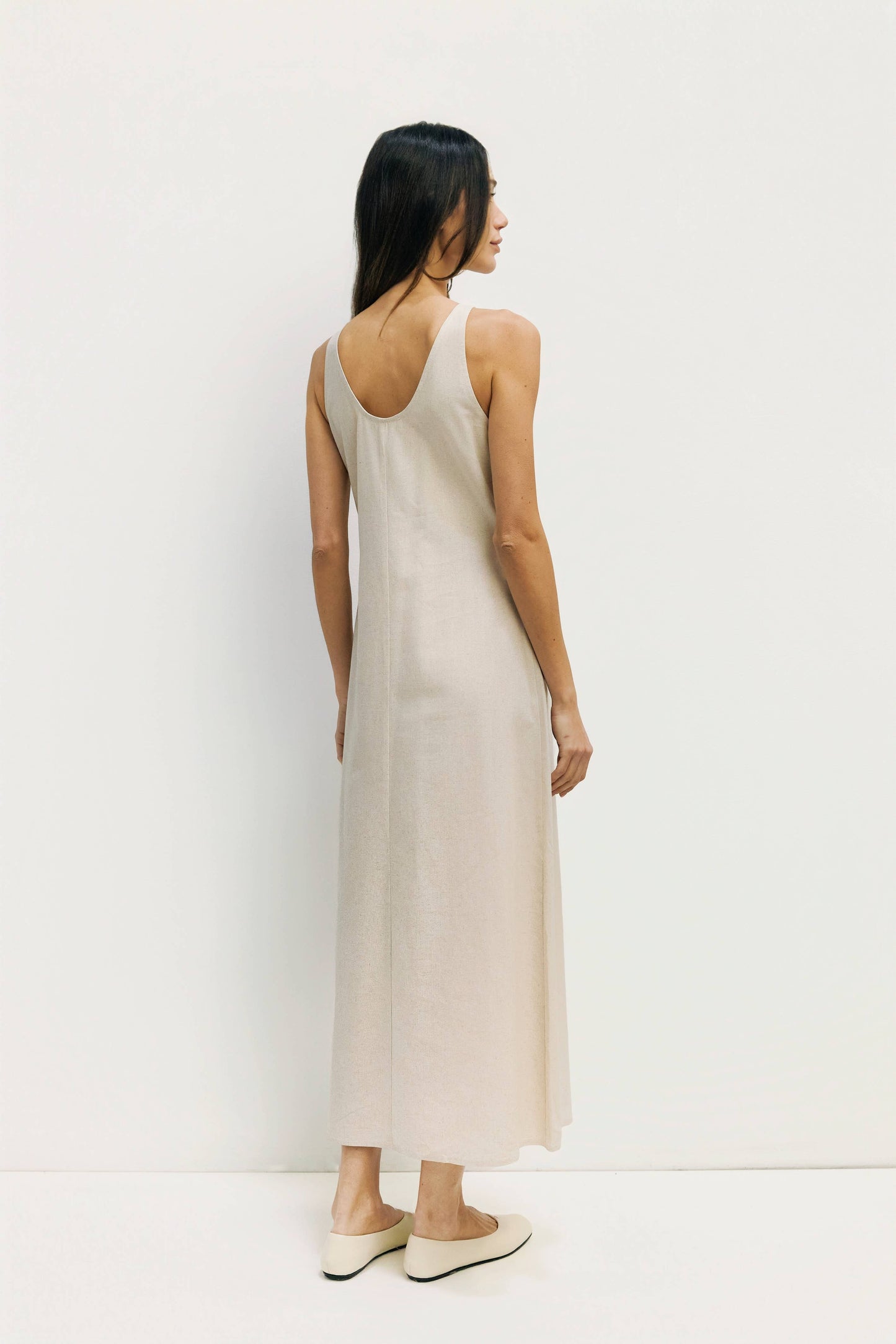 Linen Midi Dress - Oatmeal