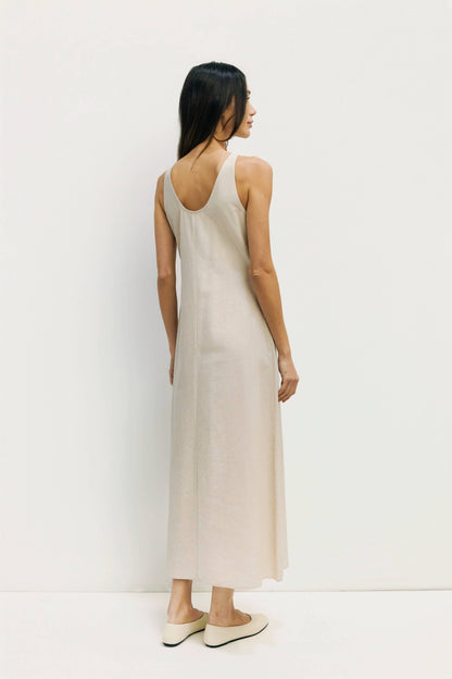 Linen Midi Dress - Oatmeal