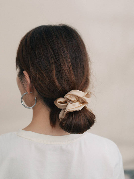 Silk Scrunchie in Champagne