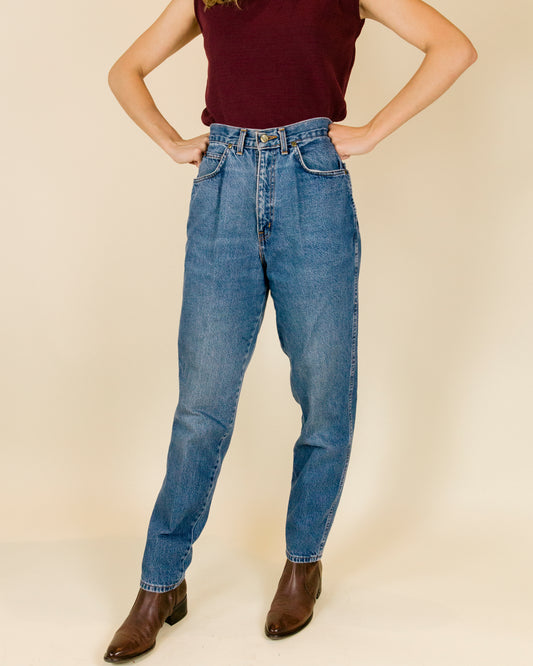 High Rise Dark Chic Tapered Jeans