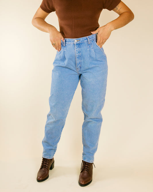 High Rise Bill Blass Pleated Jeans